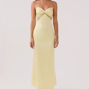 Peppermayo Dream sight lace satin maxi dress
